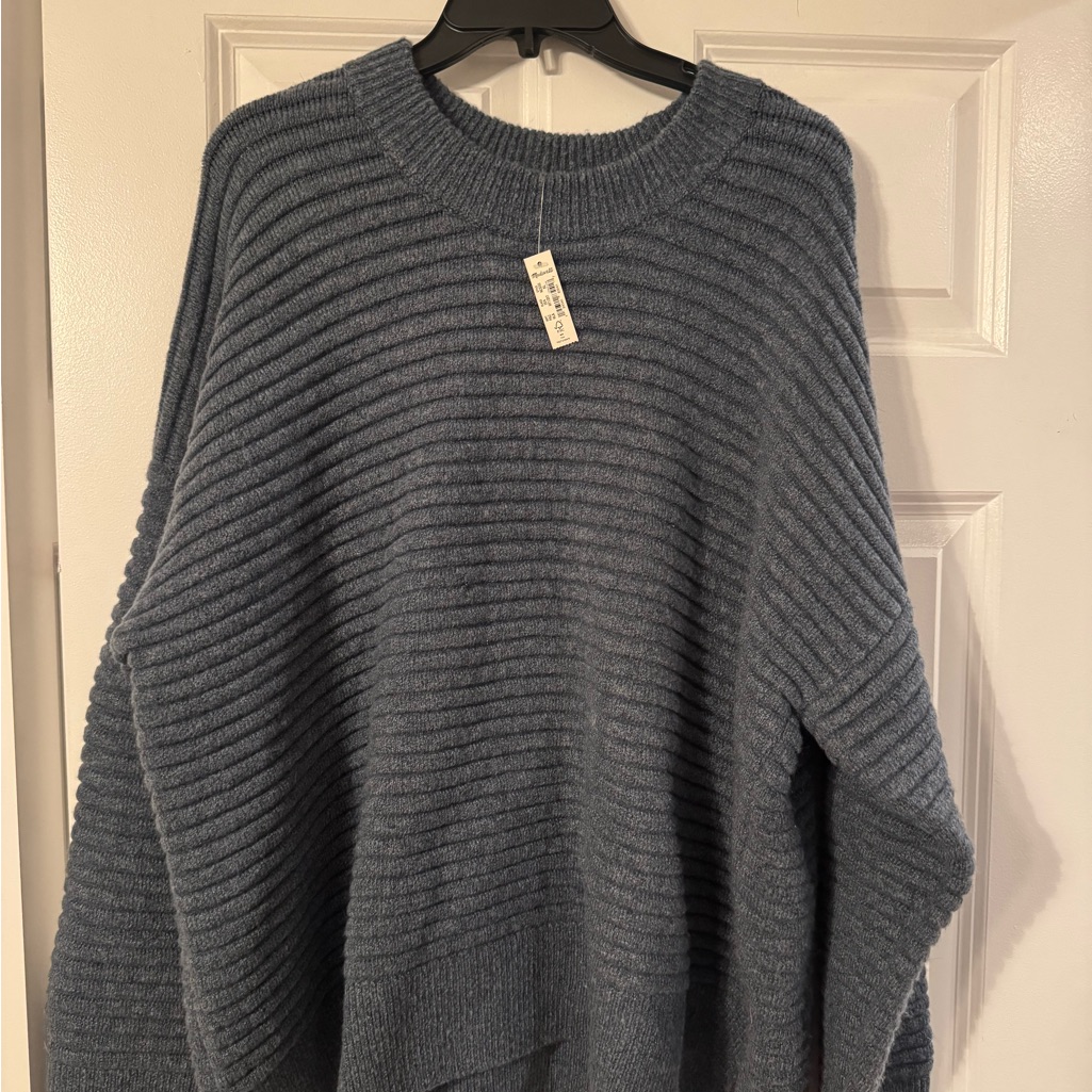 Madewell Ribbed Crewneck Sweater In Slate Blue